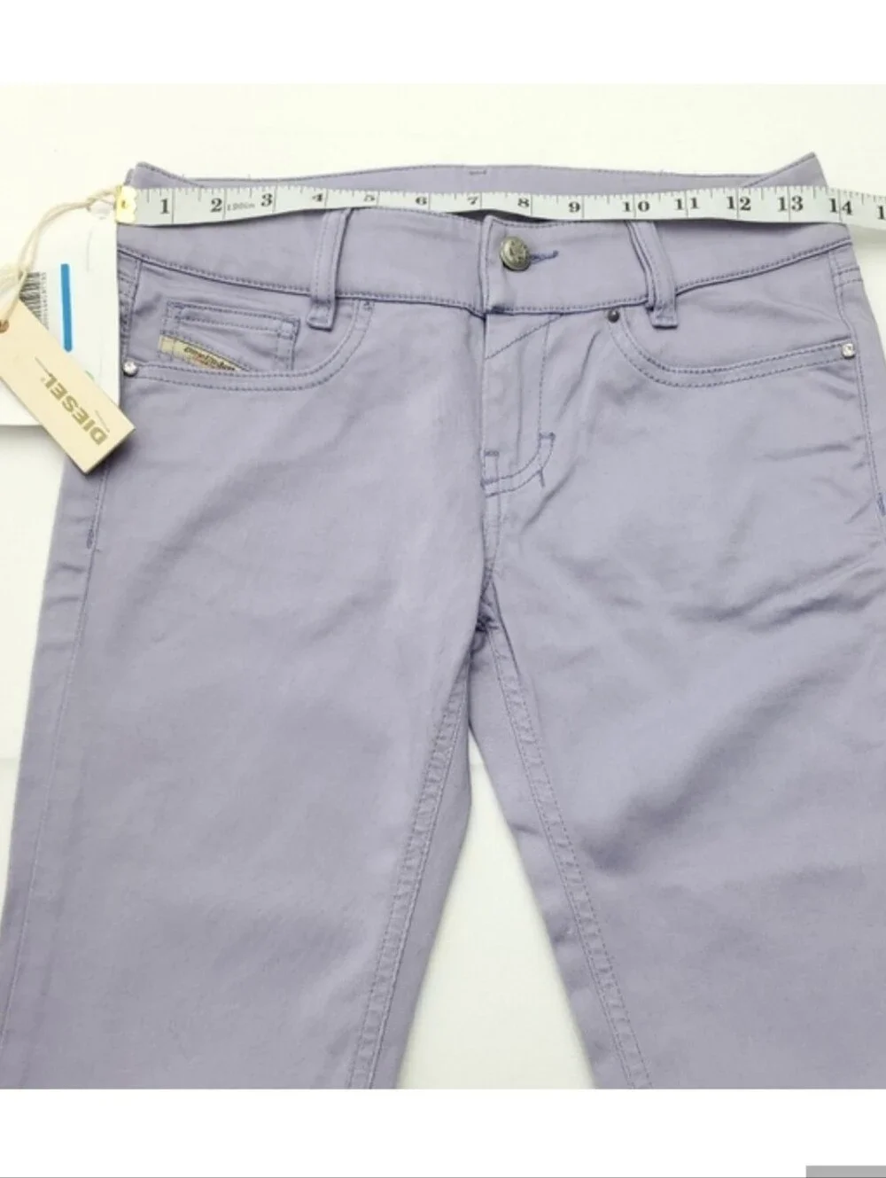 NEW Diesel Womens Low Rise Flare Pants Lilac Stretch Cotton Blend Size 25